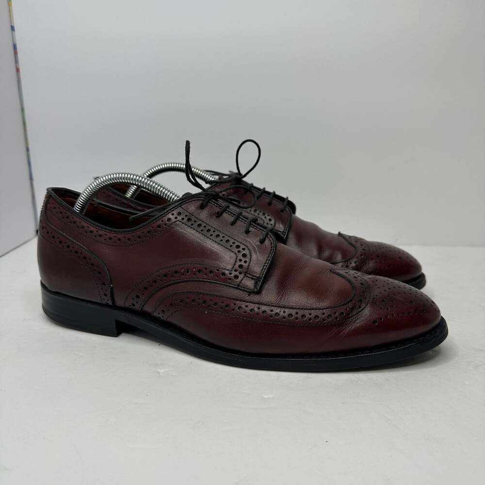 Allen Edmonds Lombard Mens 10.5 D Burgundy Longwing Wingtip Derby Brogue Shoes
